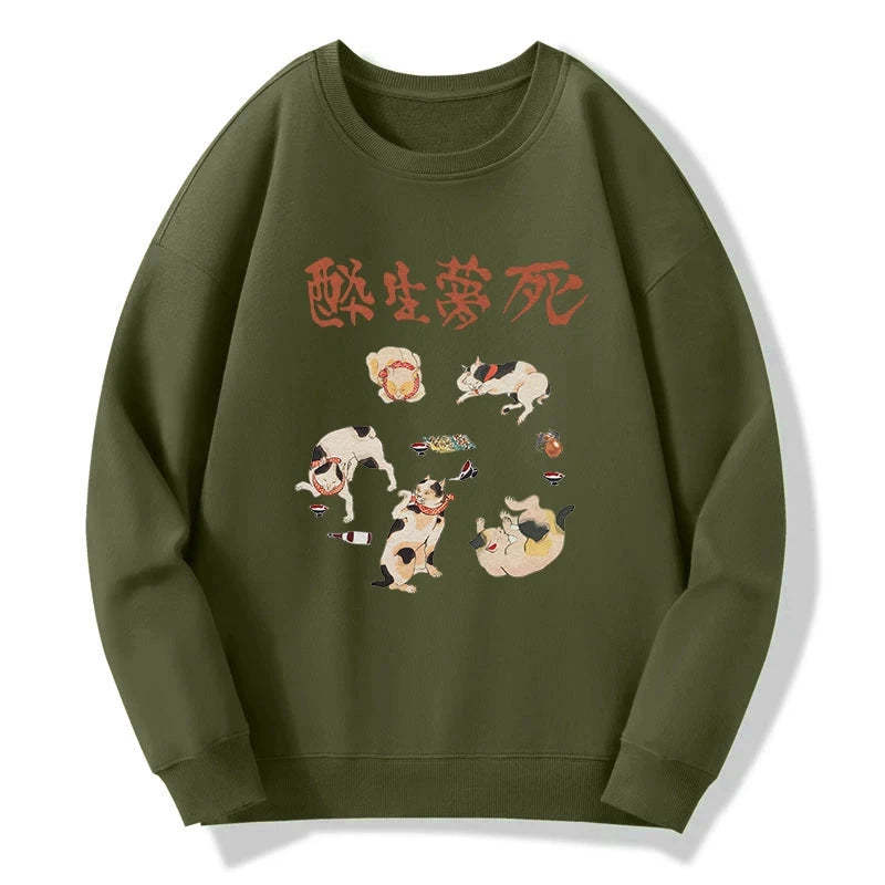 Tokyo-Tiger Drunken Cats Sweatshirt Sale