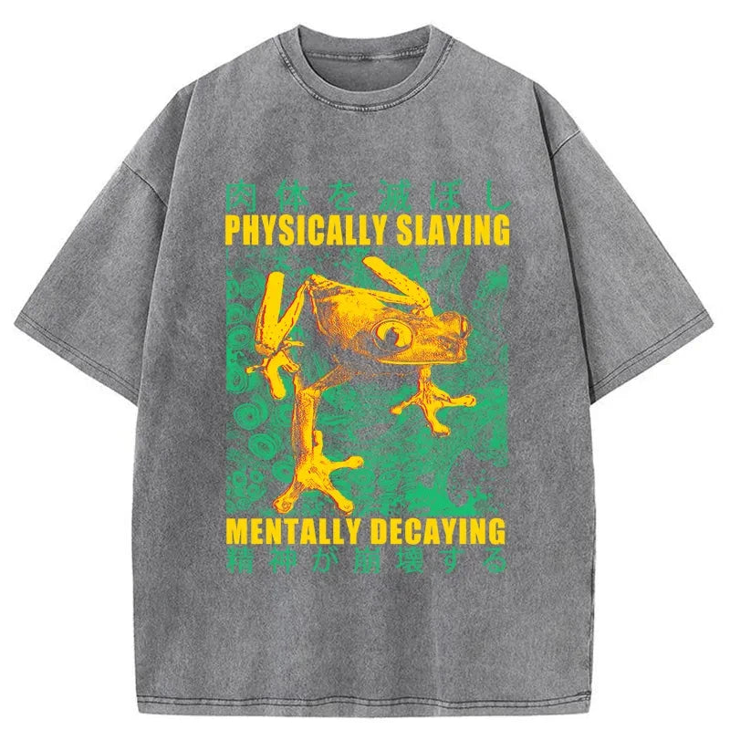 Tokyo-Tiger Physically Slaying Mentally Decaying Washed T-Shirt