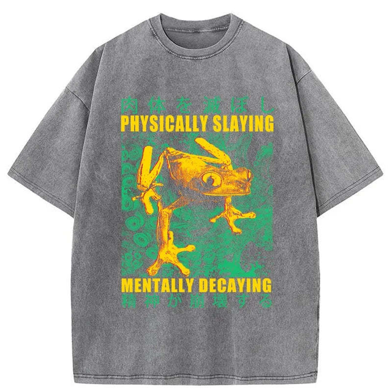 Tokyo-Tiger Physically Slaying Mentally Decaying Washed T-Shirt
