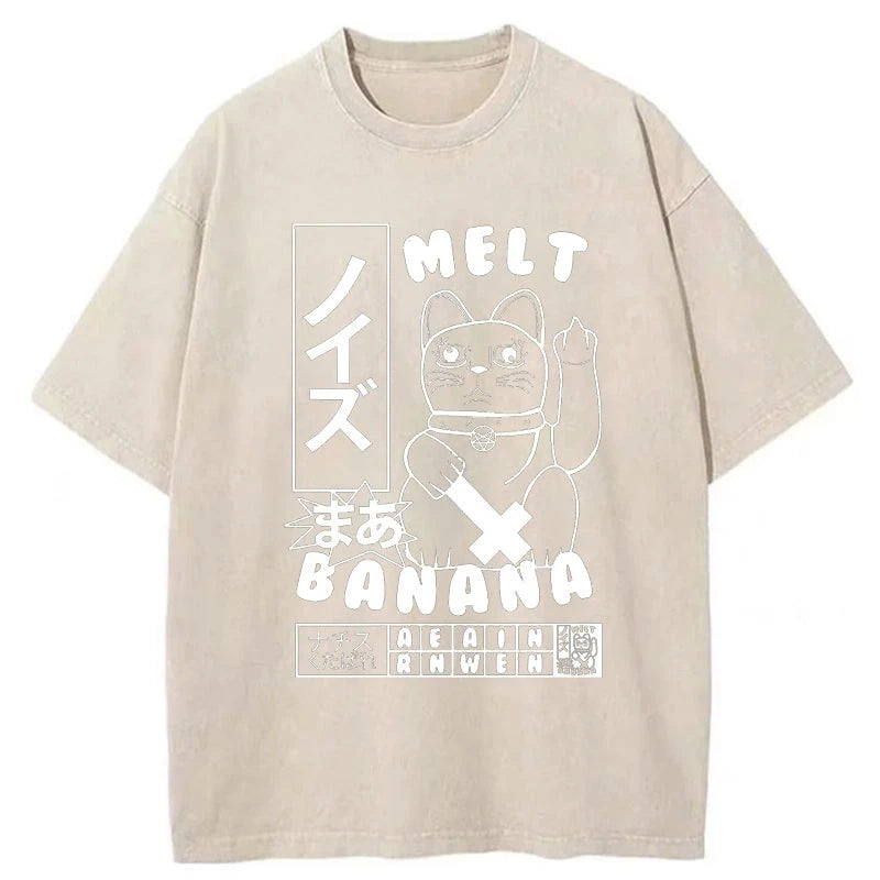 Tokyo-Tiger Melt Banana Cat Washed T-Shirt Sale – tokyo-tiger