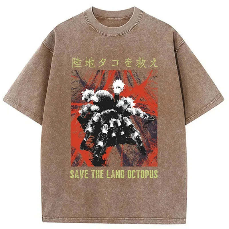 Tokyo-Tiger Real Scary Spiders Washed T-Shirt