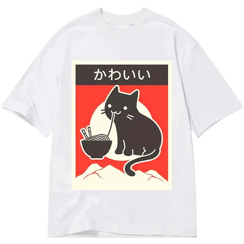 Tokyo-Tiger "Kawaii" Vintage Style Japenese Ramen Cat Classic T-Shirt-tokyo-tiger
