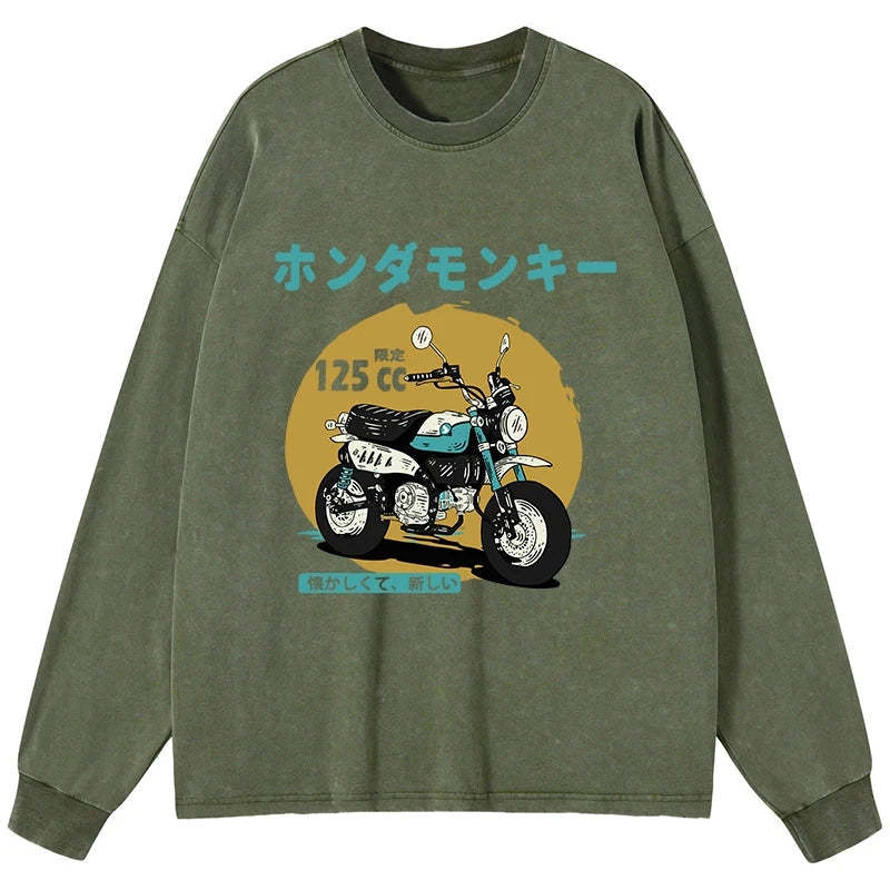 Tokyo-Tiger Honda Motorcycle Japanese Washed Long Sleeve T-Shirt