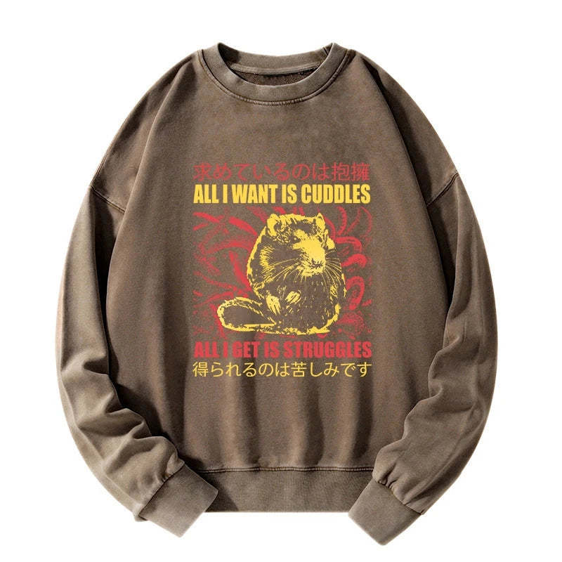 Tokyo-Tiger All I Want Is Cuddles Washed Sweatshirt Sale