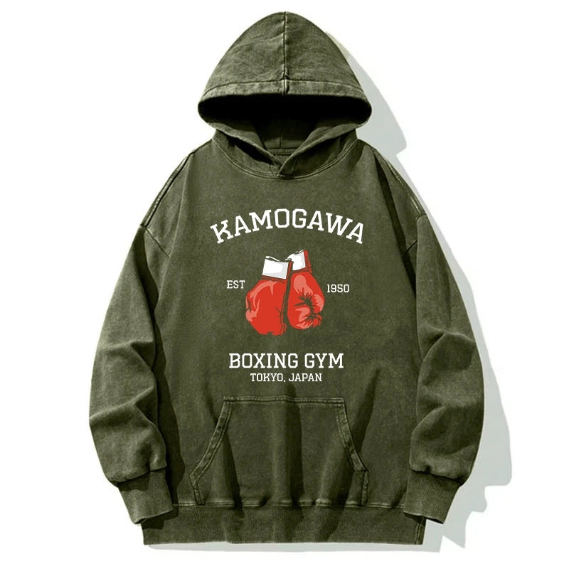 Tokyo-Tiger Retro Boxing Gloves Manga Anime Washed Hoodie