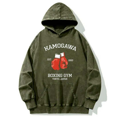 Tokyo-Tiger Retro Boxing Gloves Manga Anime Washed Hoodie