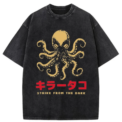 Tokyo-Tiger Japanese Killer Octopus Washed T-Shirt