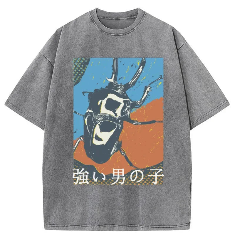 Tokyo-Tiger Strong Beetle Japanese Washed T-Shirt