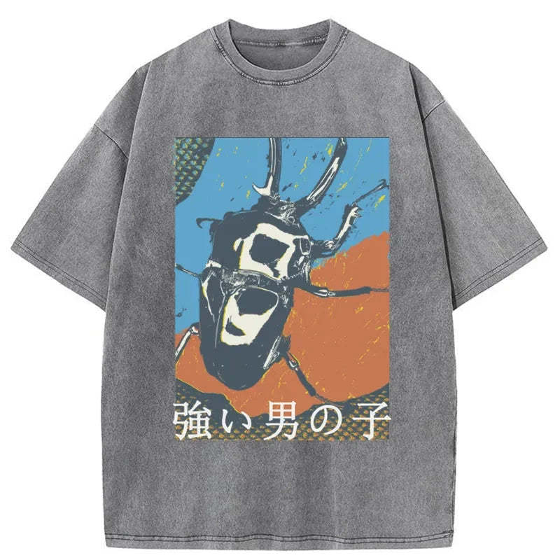 Tokyo-Tiger Strong Beetle Japanese Washed T-Shirt