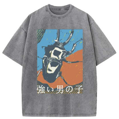 Tokyo-Tiger Strong Beetle Japanese Washed T-Shirt