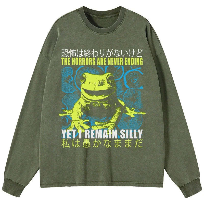 Tokyo-Tiger A Self-Aware Frog Washed Long Sleeve T-Shirt