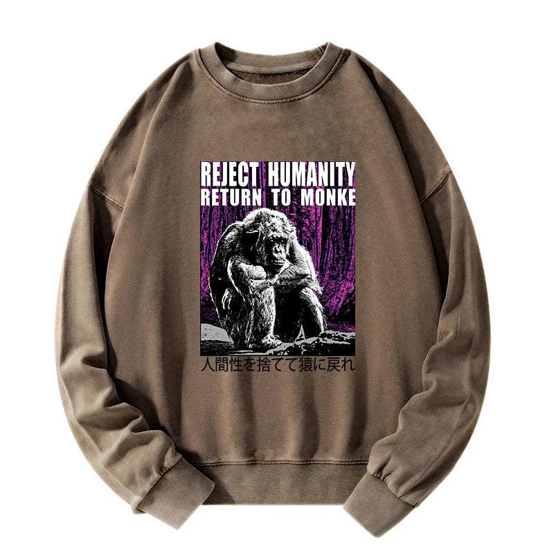 Tokyo-Tiger Reject Humanity Return To Monkey Japan Washed Sweatshirt