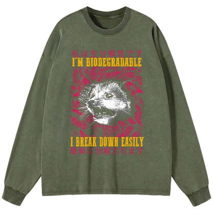 Tokyo-Tiger An Easily Breakable Opossum Washed Long Sleeve T-Shirt