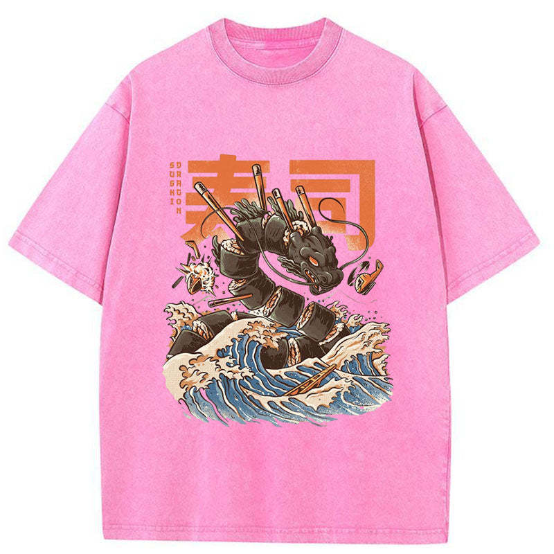 Tokyo-Tiger Great Sushi Dragon Washed T-Shirt