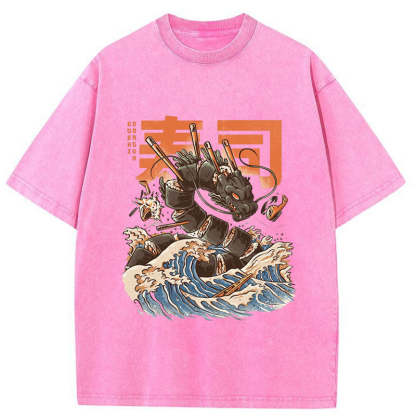 Tokyo-Tiger Great Sushi Dragon Washed T-Shirt
