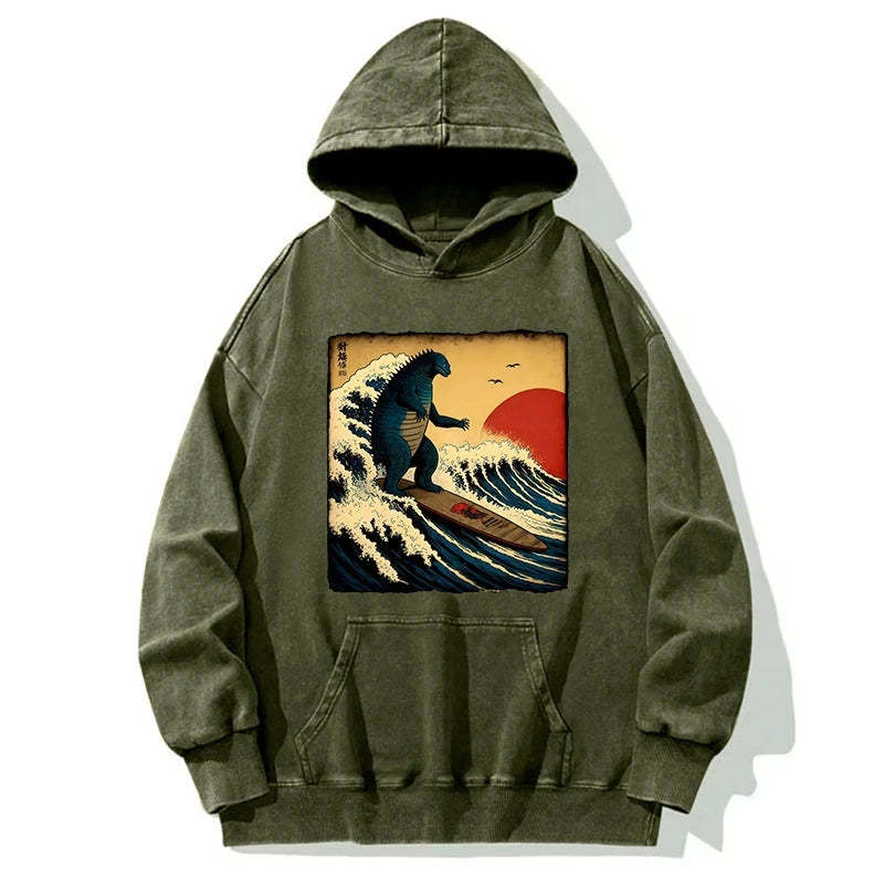 Tokyo-Tiger The Great Wave Washed Hoodie