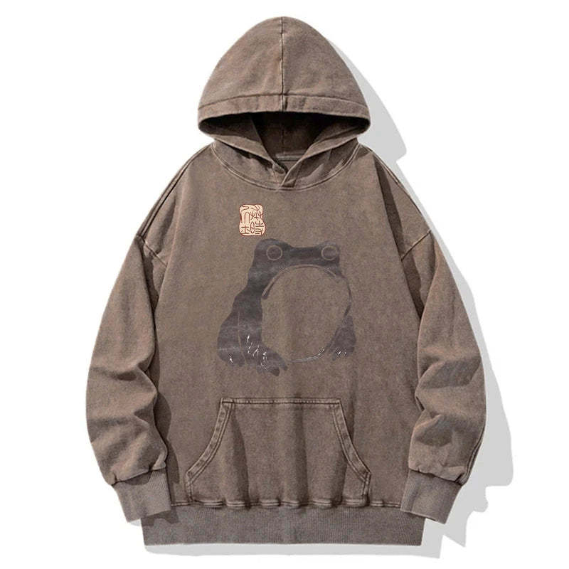 Tokyo-Tiger Matsumoto Hoji Woodblock Print Frog Washed Hoodie