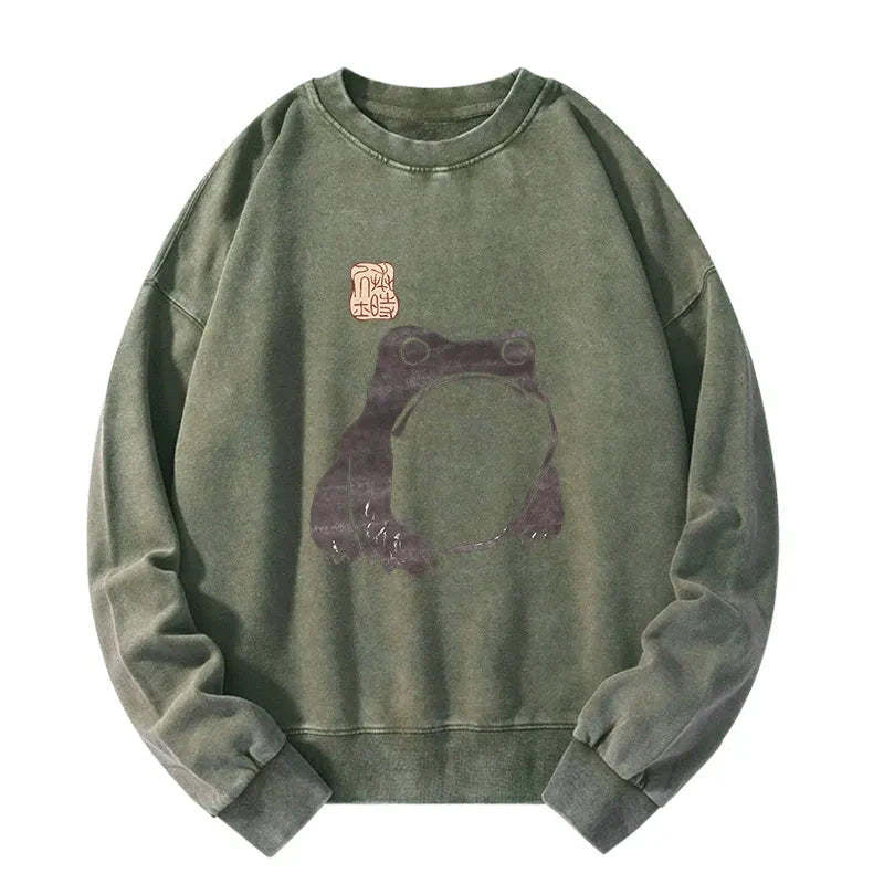 Tokyo-Tiger Matsumoto Hoji woodblock print frog Washed Sweatshirt