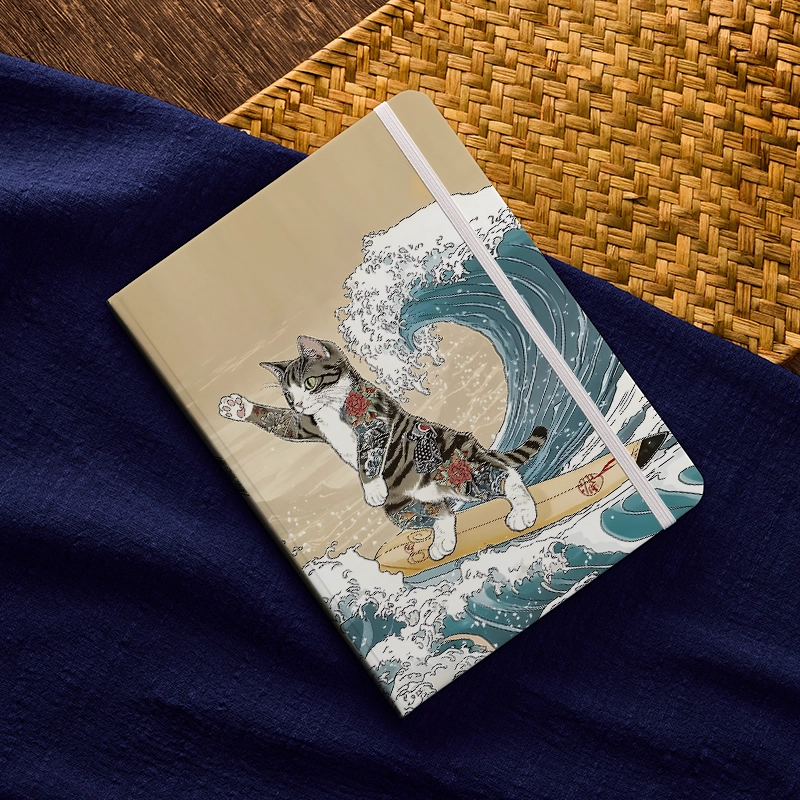 Tokyo-Tiger Cat Surfing Notebook