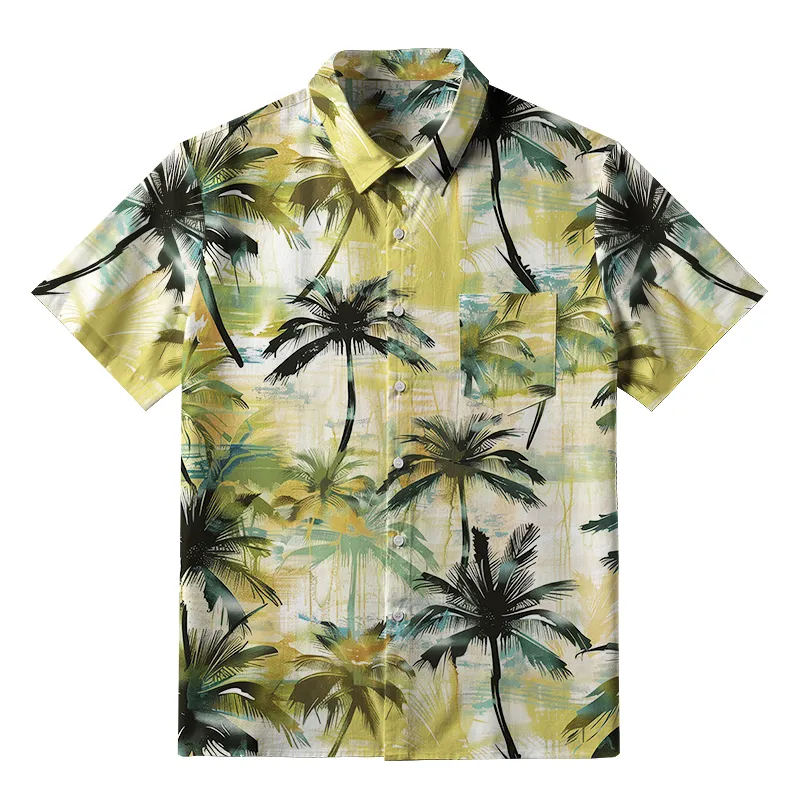 Tokyo-Tiger Palm Tree Print Button-up Shirt Sale