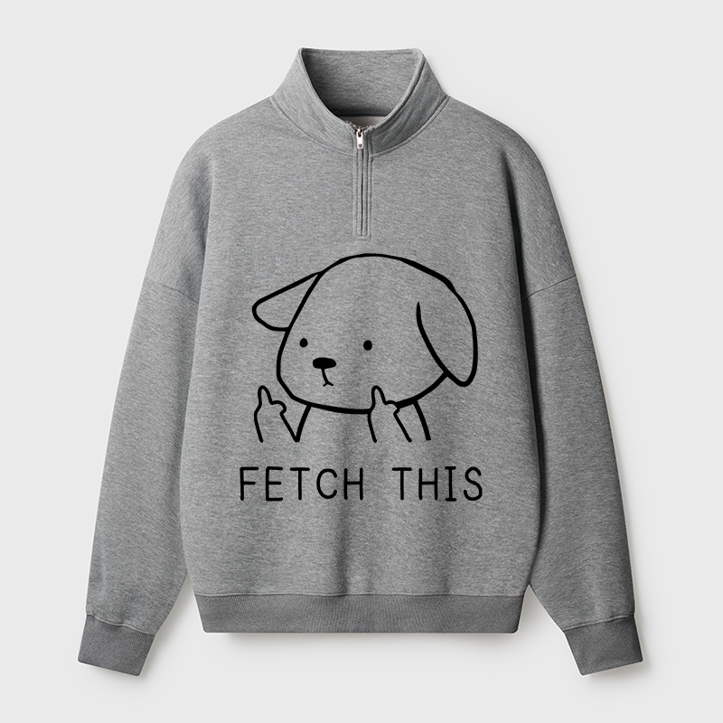 Tokyo-Tiger Fetch This Dog Half Zip Fleece Sweatshirt