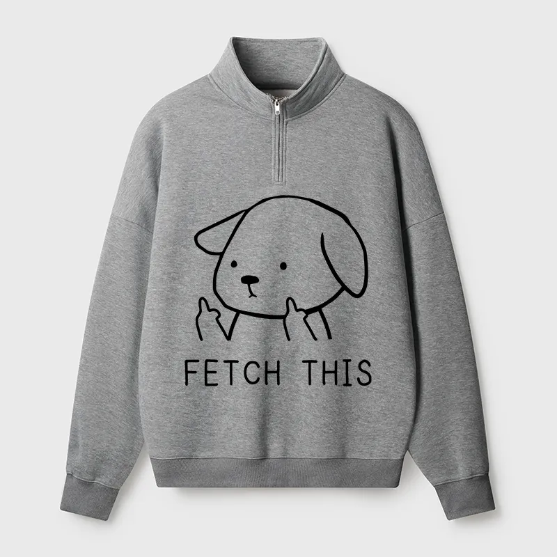 Tokyo-Tiger Fetch This Dog Half Zip Fleece Sweatshirt