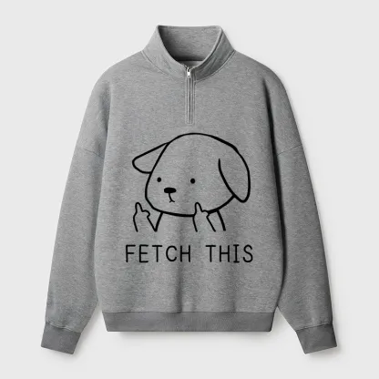 Tokyo-Tiger Fetch This Dog Half Zip Fleece Sweatshirt