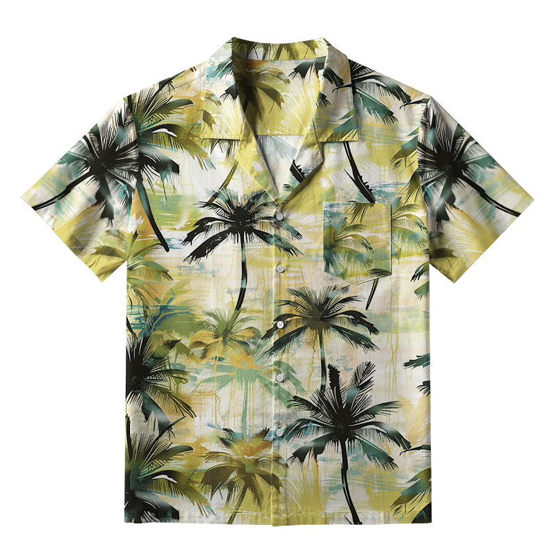 Tokyo-Tiger Palm Tree Print Aloha Hawaiian Shirt