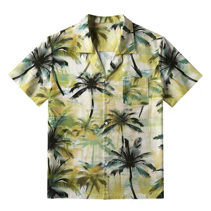 Tokyo-Tiger Palm Tree Print Aloha Hawaiian Shirt