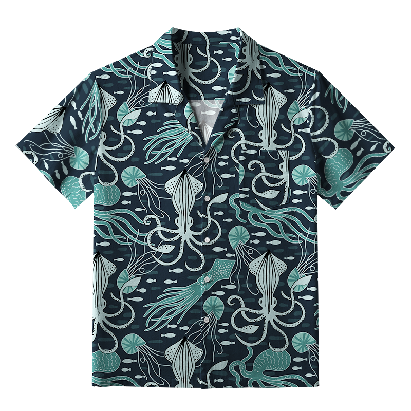 Tokyo-Tiger Deep Sea Squid Aloha Hawaiian Shirt