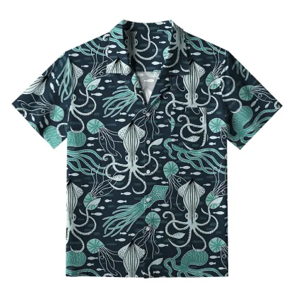 Tokyo-Tiger Deep Sea Squid Aloha Hawaiian Shirt