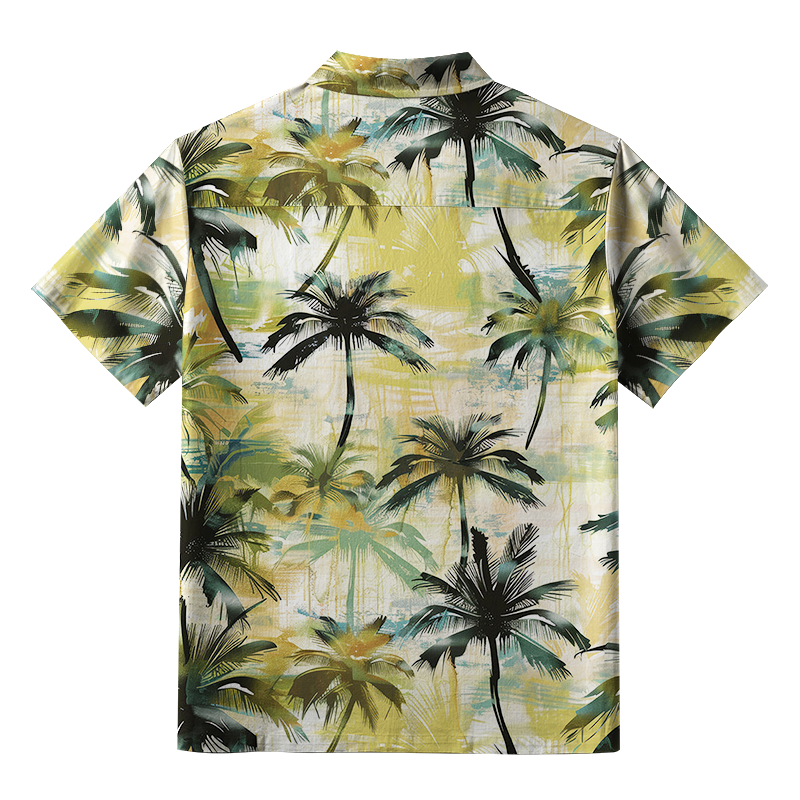 Tokyo-Tiger Palm Tree Print Button-up Shirt