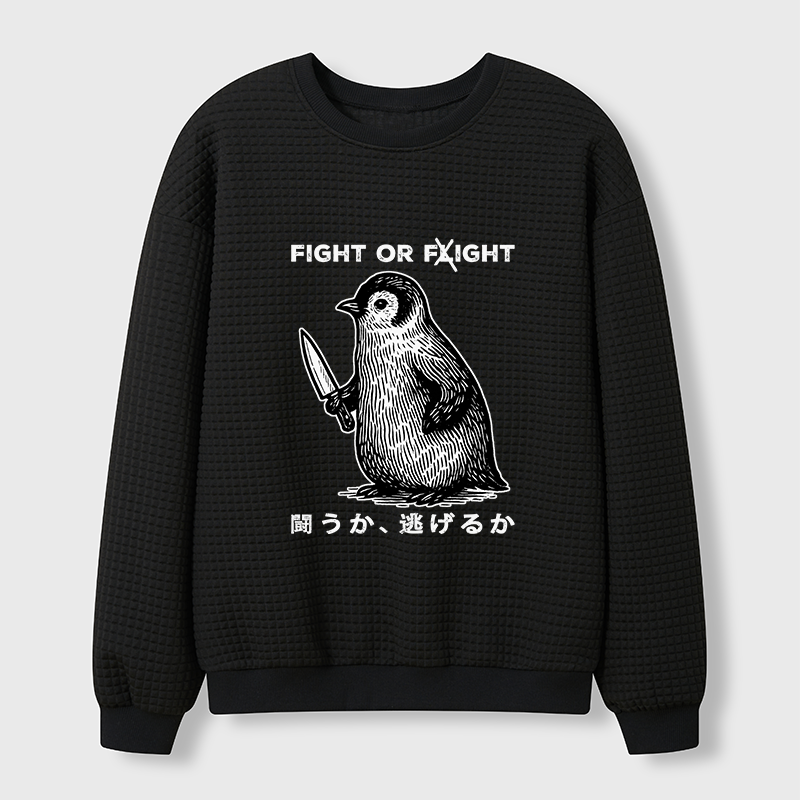Tokyo-Tiger Funny Fight Or Flight Waffle Sweatshirt