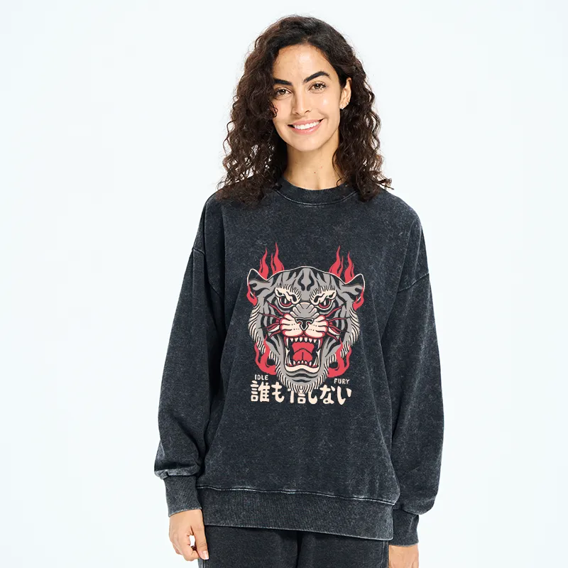 Tokyo-Tiger Japanese Tiger Fire Washed Sweatshirt