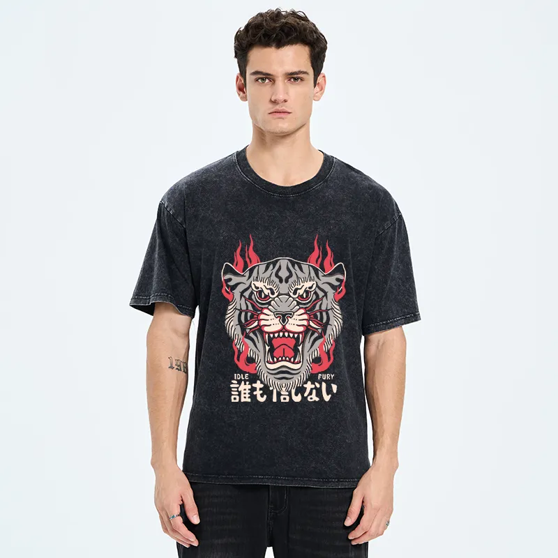 Tokyo-Tiger Japanese Tiger Fire Washed T-Shirt