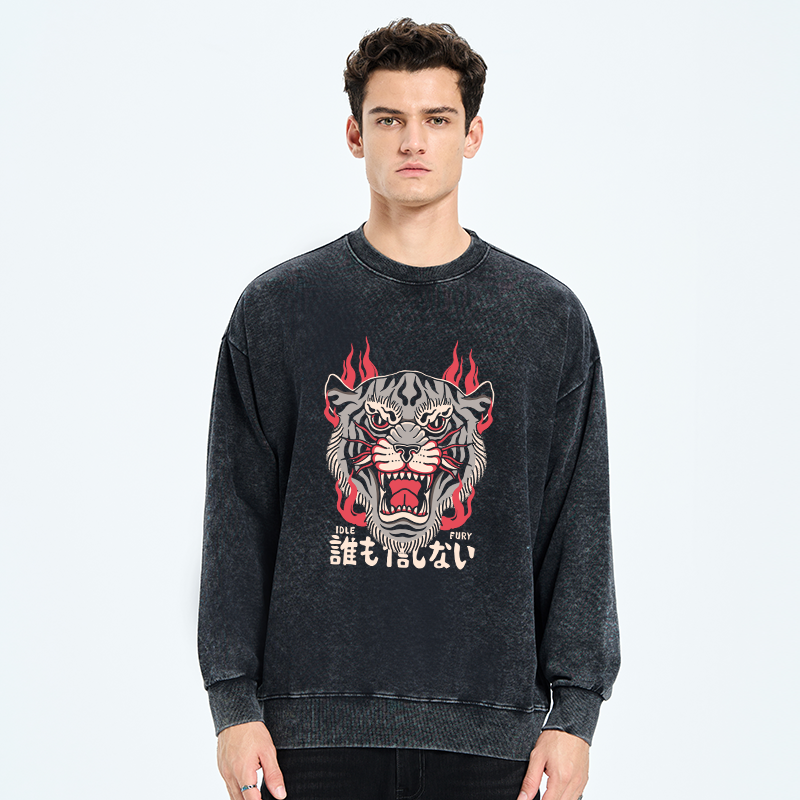 Tokyo-Tiger Japanese Tiger Fire Washed Sweatshirt