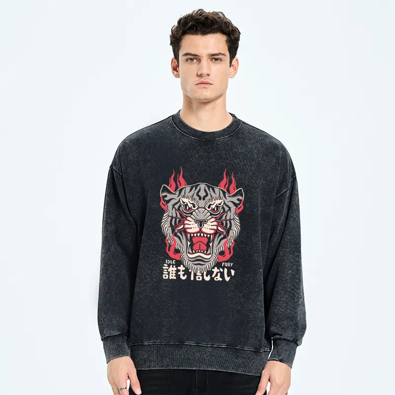 Tokyo-Tiger Japanese Tiger Fire Washed Sweatshirt