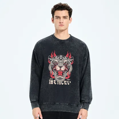 Tokyo-Tiger Japanese Tiger Fire Washed Sweatshirt