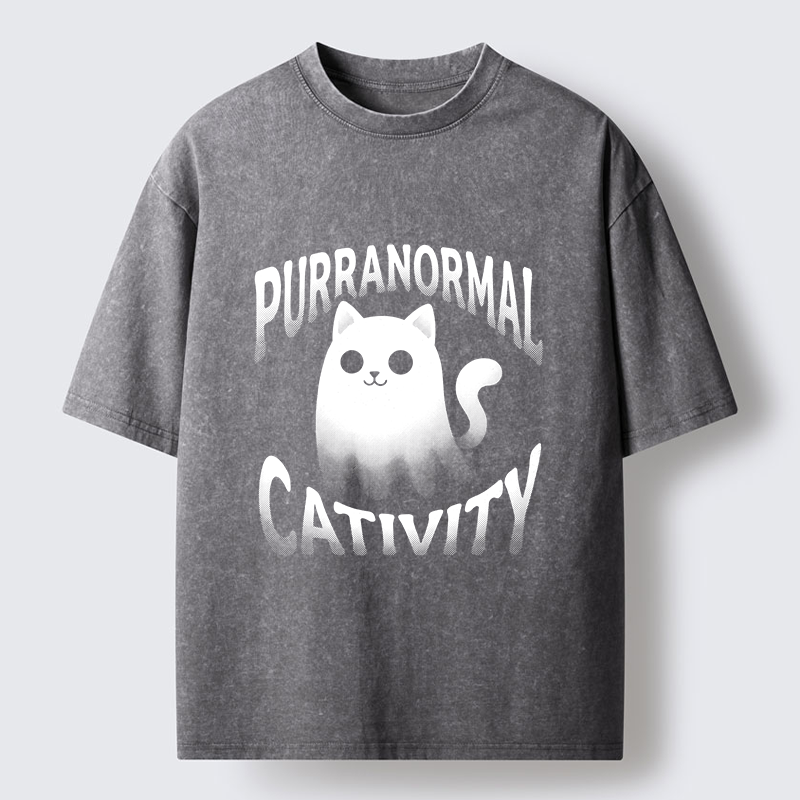 Tokyo‑Tiger Funny Ghost Cat Meme Washed T‑Shirt