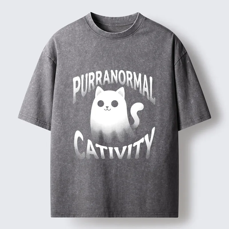 Tokyo‑Tiger Funny Ghost Cat Meme Washed T‑Shirt