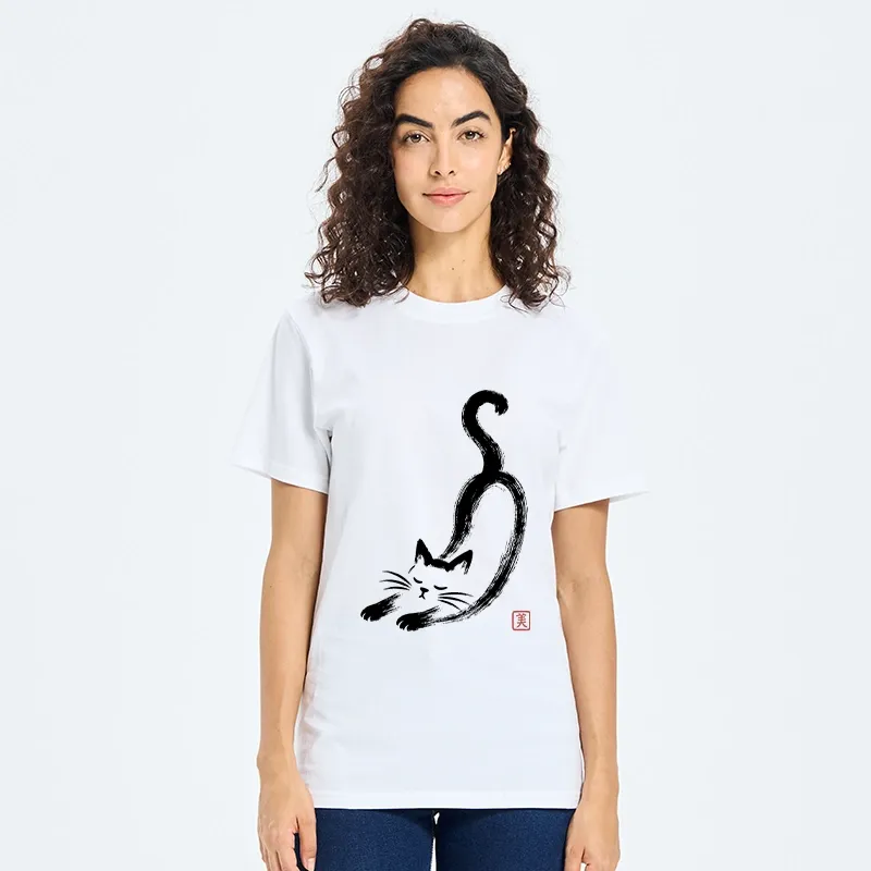 Tokyo-Tiger Soft Ink Stretch Cat Oriental Brush Art Classic T-Shirt