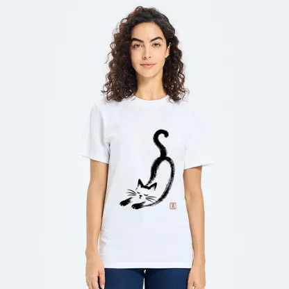 Tokyo-Tiger Soft Ink Stretch Cat Oriental Brush Art Classic T-Shirt