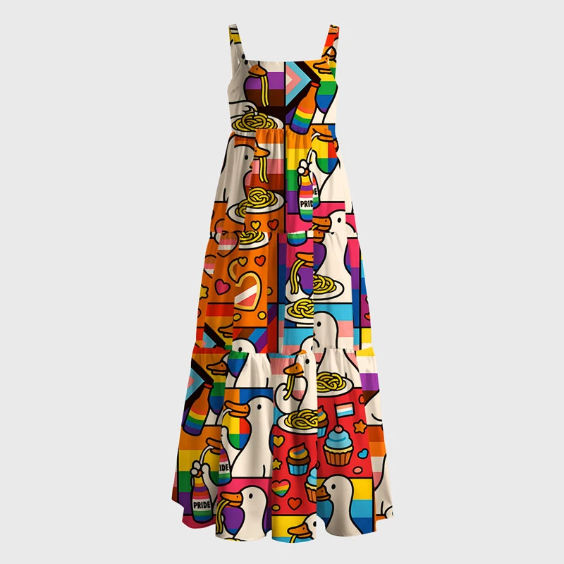 Tokyo-Tiger More Spaghetti Less Upsetti Goose Eat Spaghetti Maxi Dress