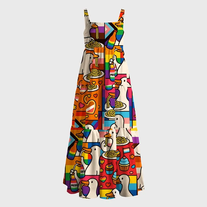 Tokyo-Tiger More Spaghetti Less Upsetti Goose Eat Spaghetti Maxi Dress