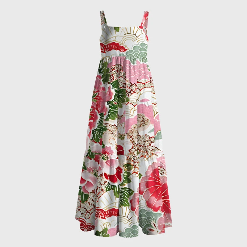 Tokyo-Tiger Bright Flowers Maxi Dress