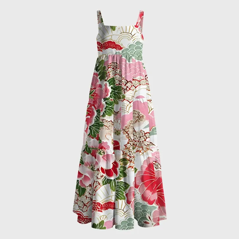 Tokyo-Tiger Bright Flowers Maxi Dress