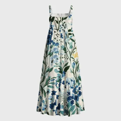 Tokyo-Tiger Serenely Blue Flora Maxi Dress