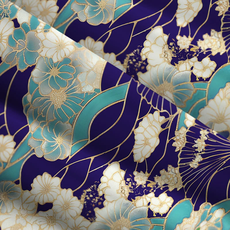 Tokyo-Tiger Gold Stroke Flowers Maxi Dress