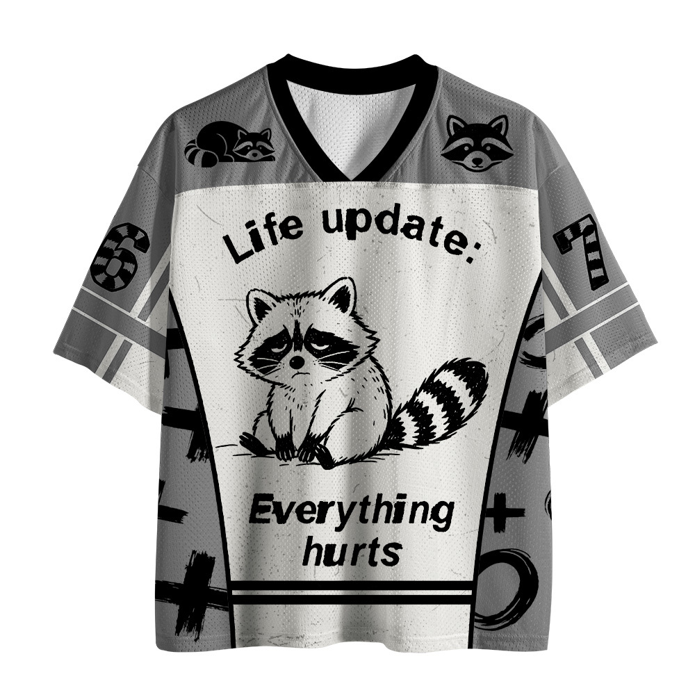 Tokyo-Tiger Tired Raccoon Life Update Mesh Jersey