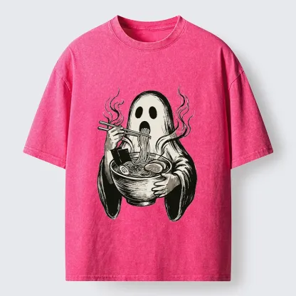 Tokyo‑Tiger Funny Ghost Ramen Washed T‑Shirt